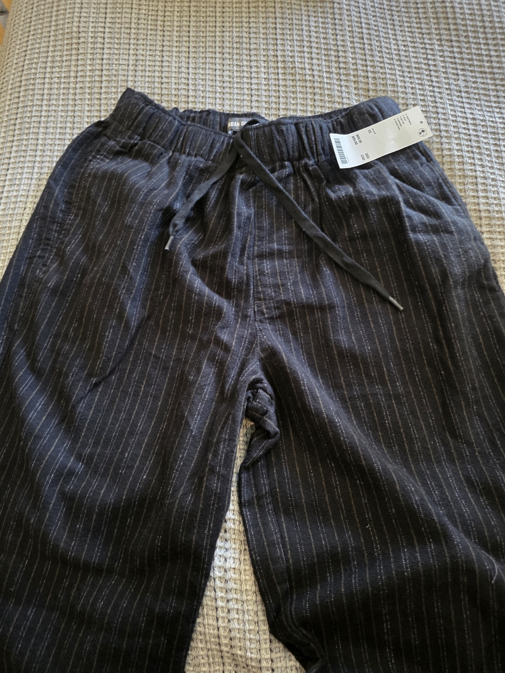 BDG Black Pinstripe Drawstring Trousers